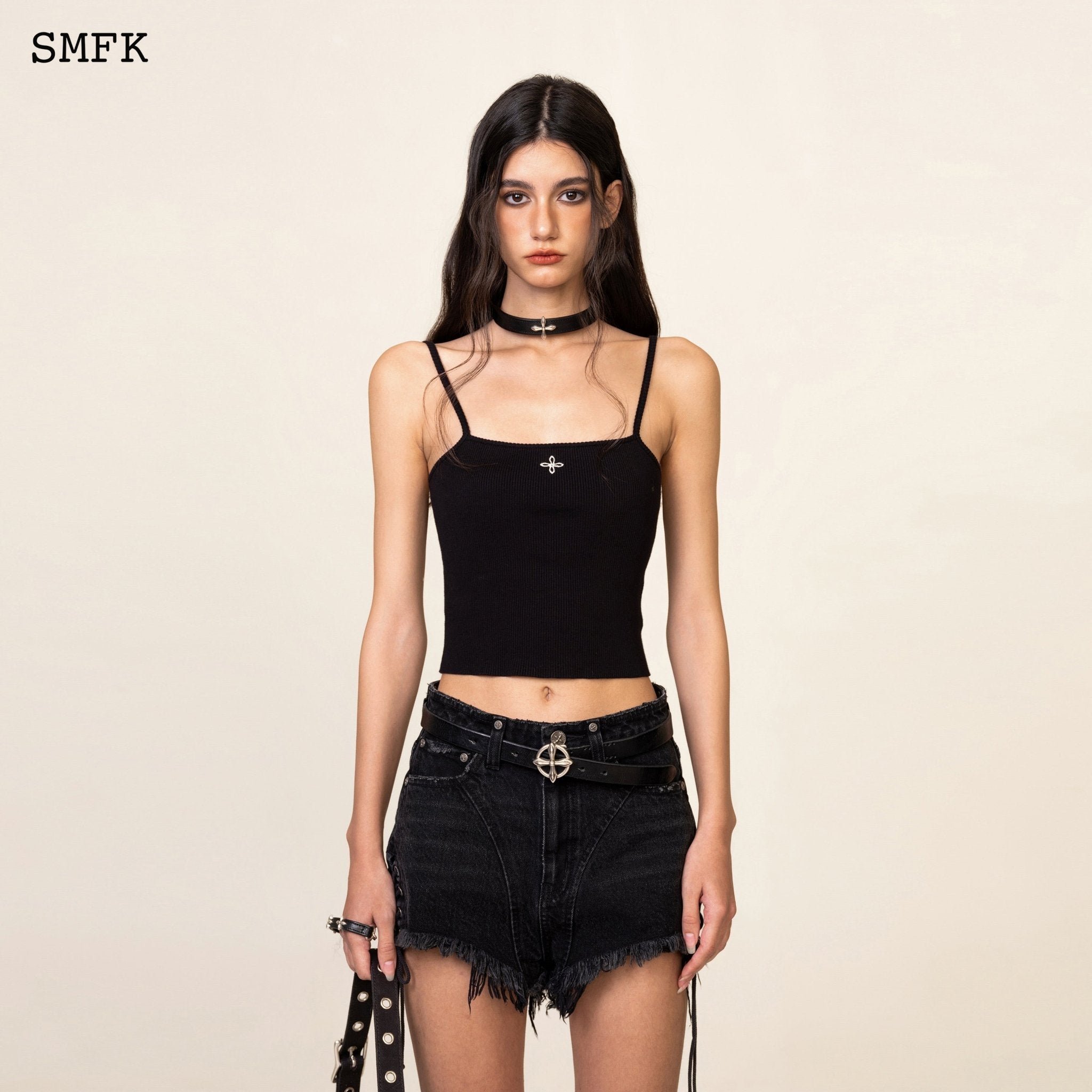 SMFK WildWorld Cross Riding Knitted Vest Top In Black | MADA IN CHINA