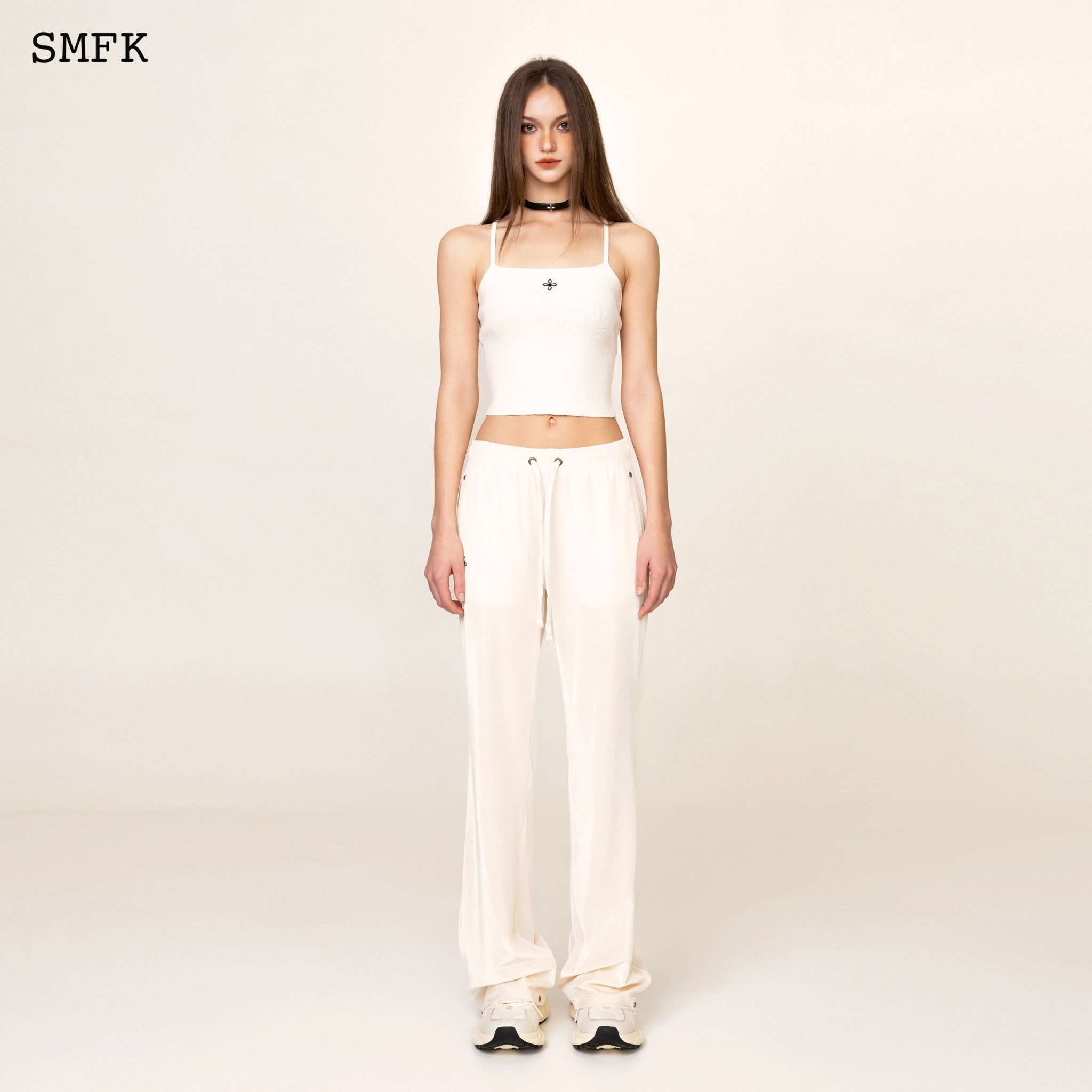 SMFK WildWorld Cross Riding Knitted Vest Top In White | MADA IN CHINA