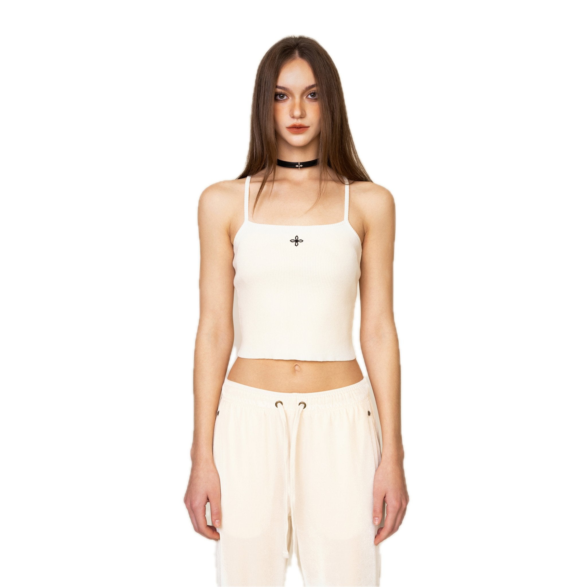 SMFK WildWorld Cross Riding Knitted Vest Top In White | MADA IN CHINA