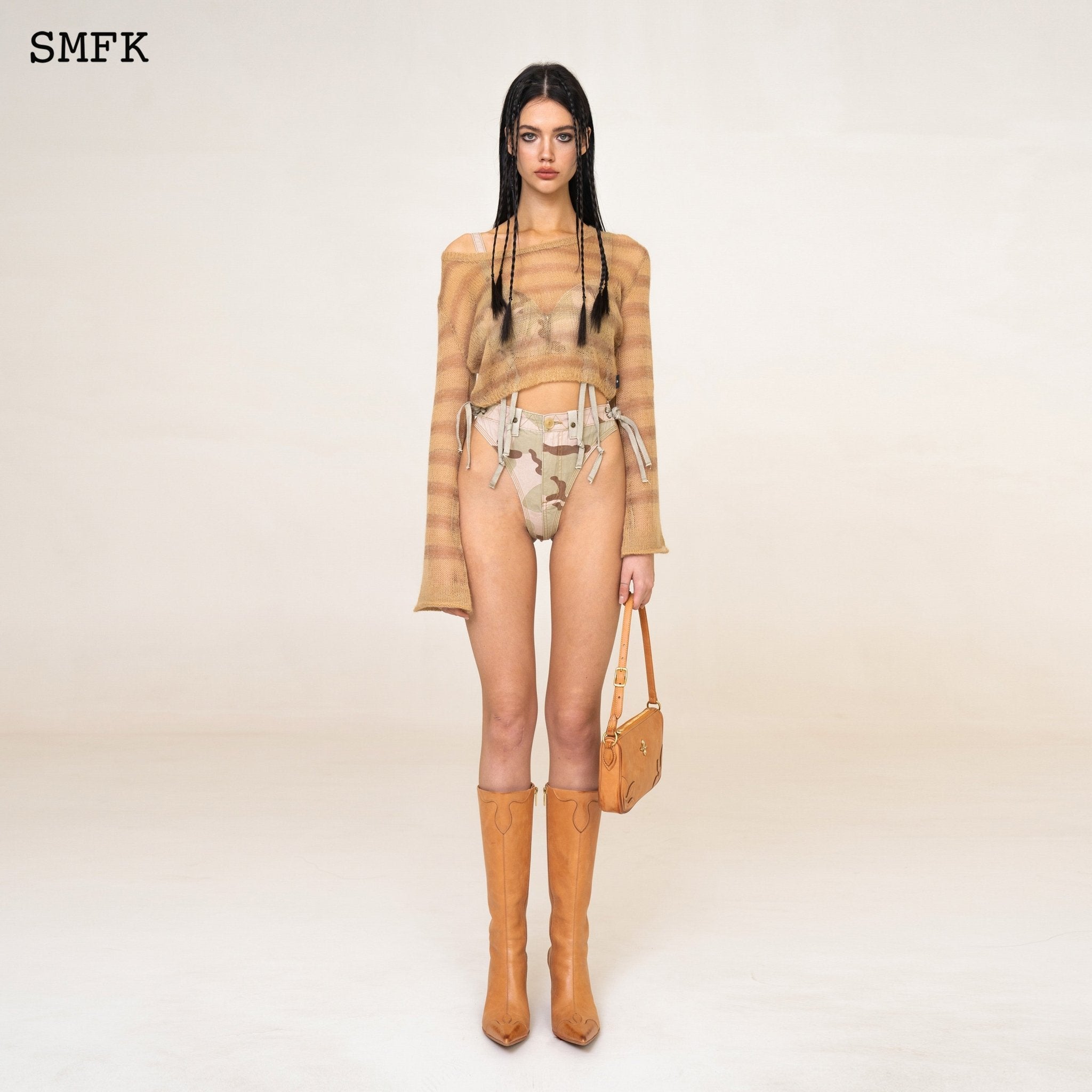 SMFK WildWorld Desert Stripe Print Mohair Top | MADA IN CHINA