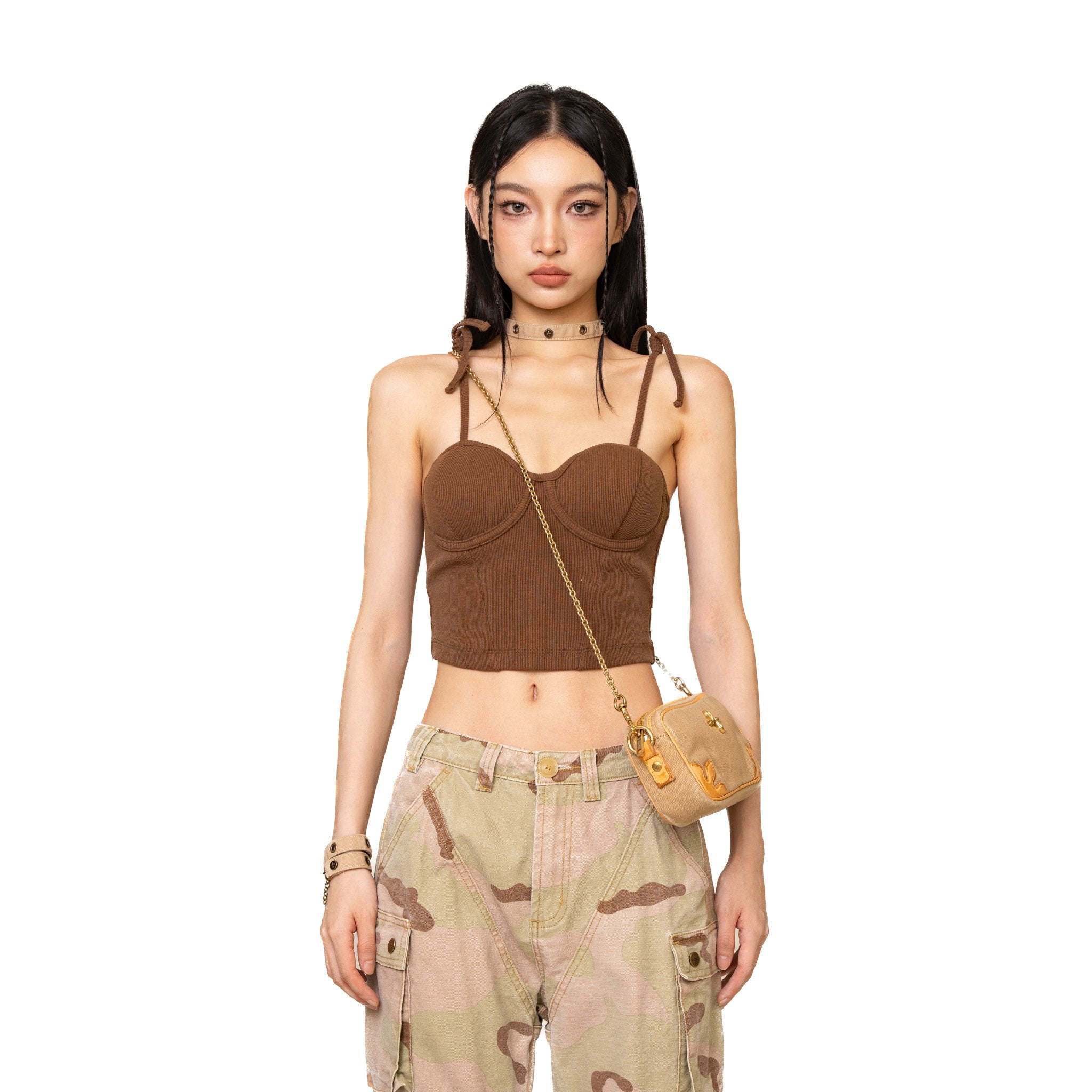 SMFK WildWorld Desert Tactic Tube Top In Brown | MADA IN CHINA