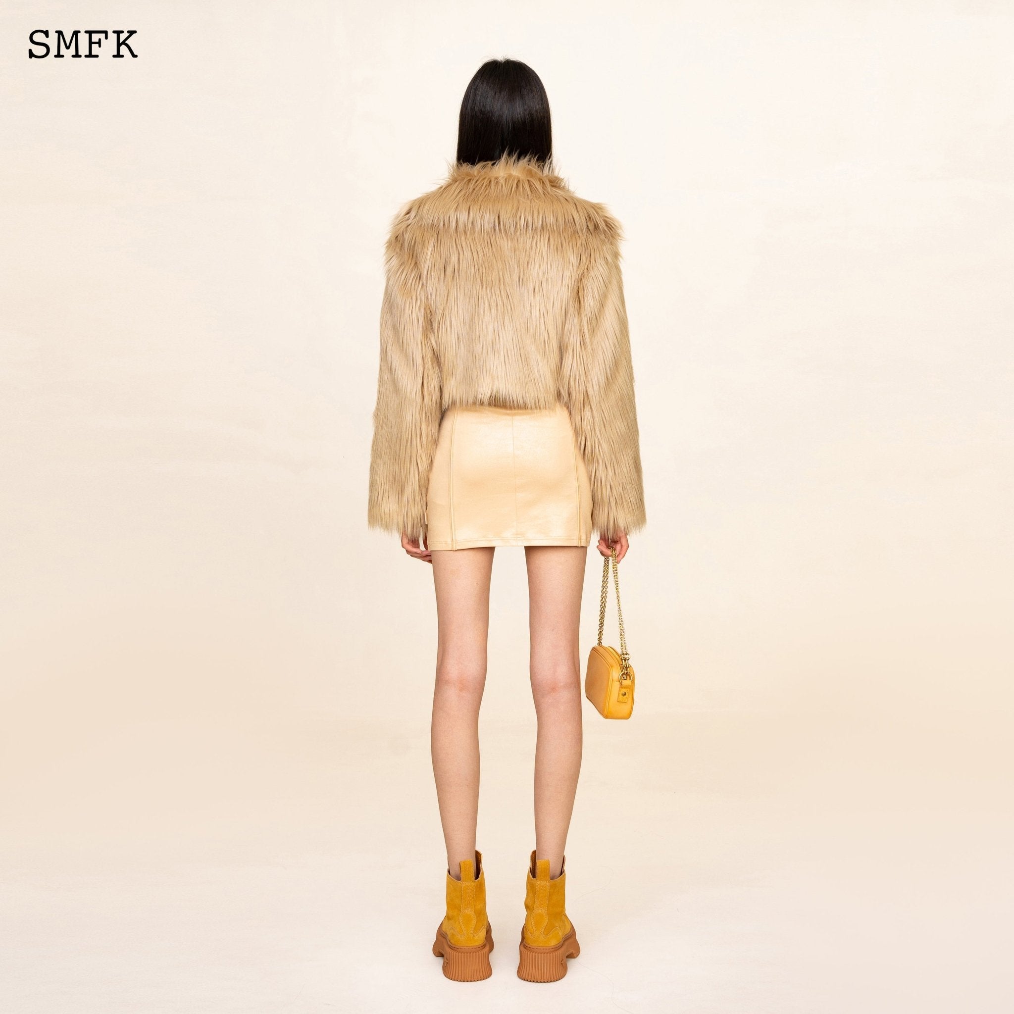 SMFK WildWorld Faux Fur Short Jacket In Wheat | MADA IN CHINA