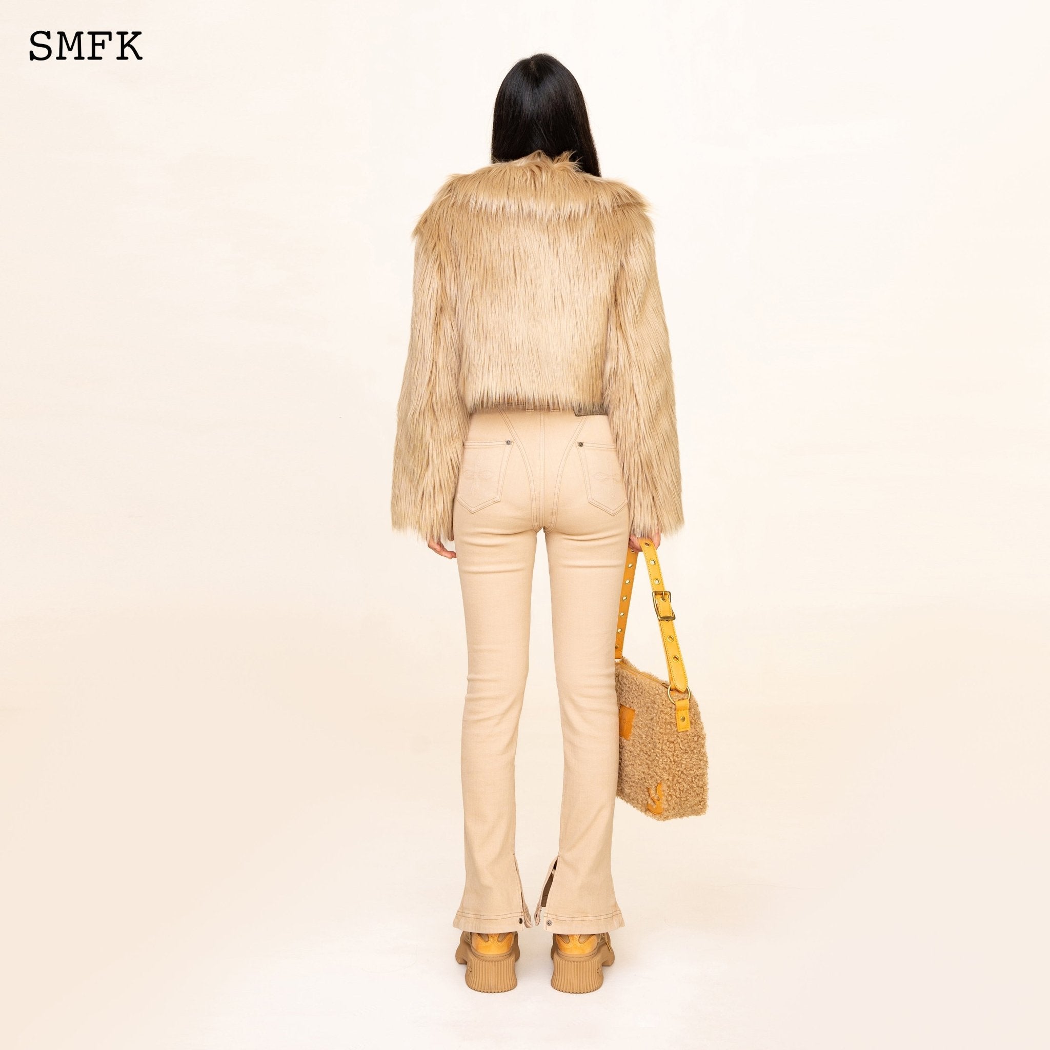 SMFK WildWorld Faux Fur Short Jacket In Wheat | MADA IN CHINA