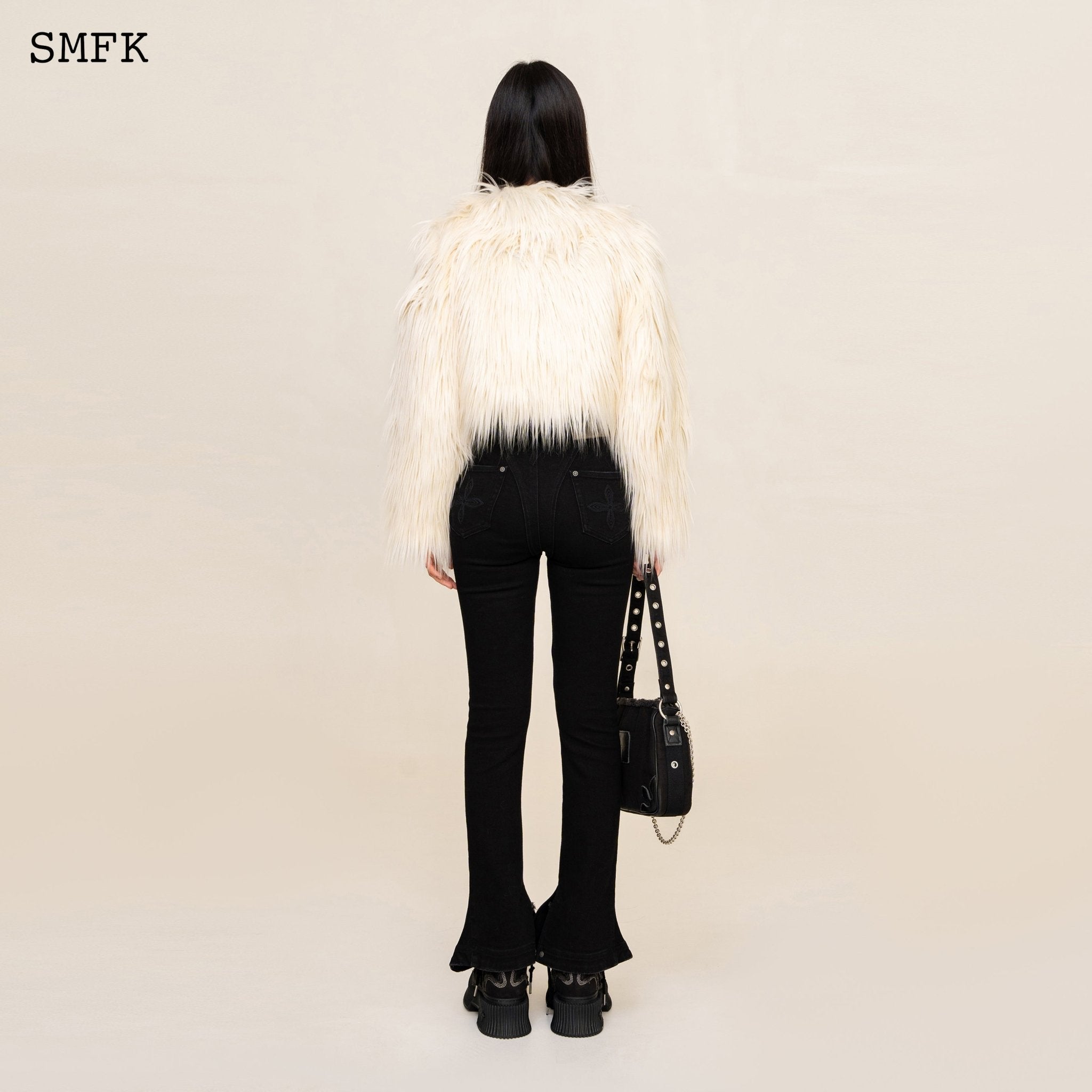 SMFK WildWorld Faux Fur Short Jacket In White | MADA IN CHINA