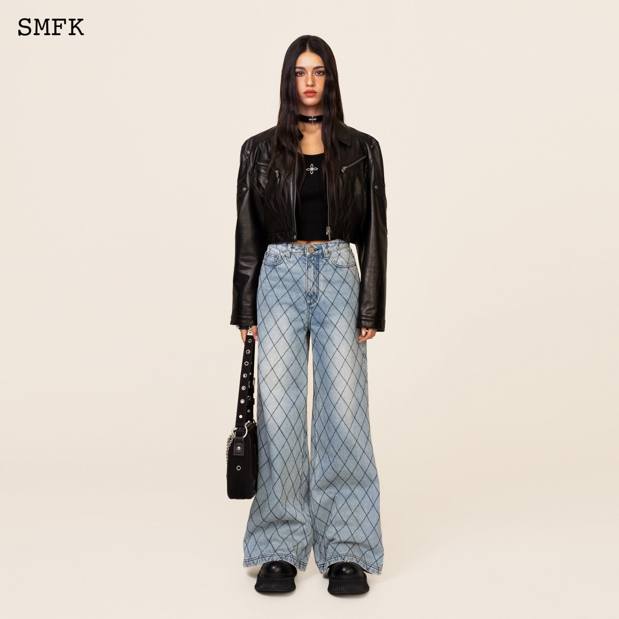 SMFK WildWorld Fence Loose Blue Denim Jeans | MADA IN CHINA