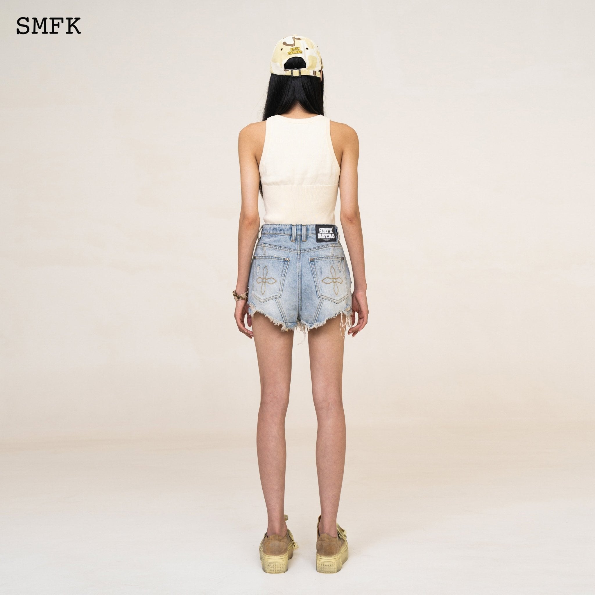 SMFK WIldWorld Ice Blue Burning Short Jeans | MADA IN CHINA