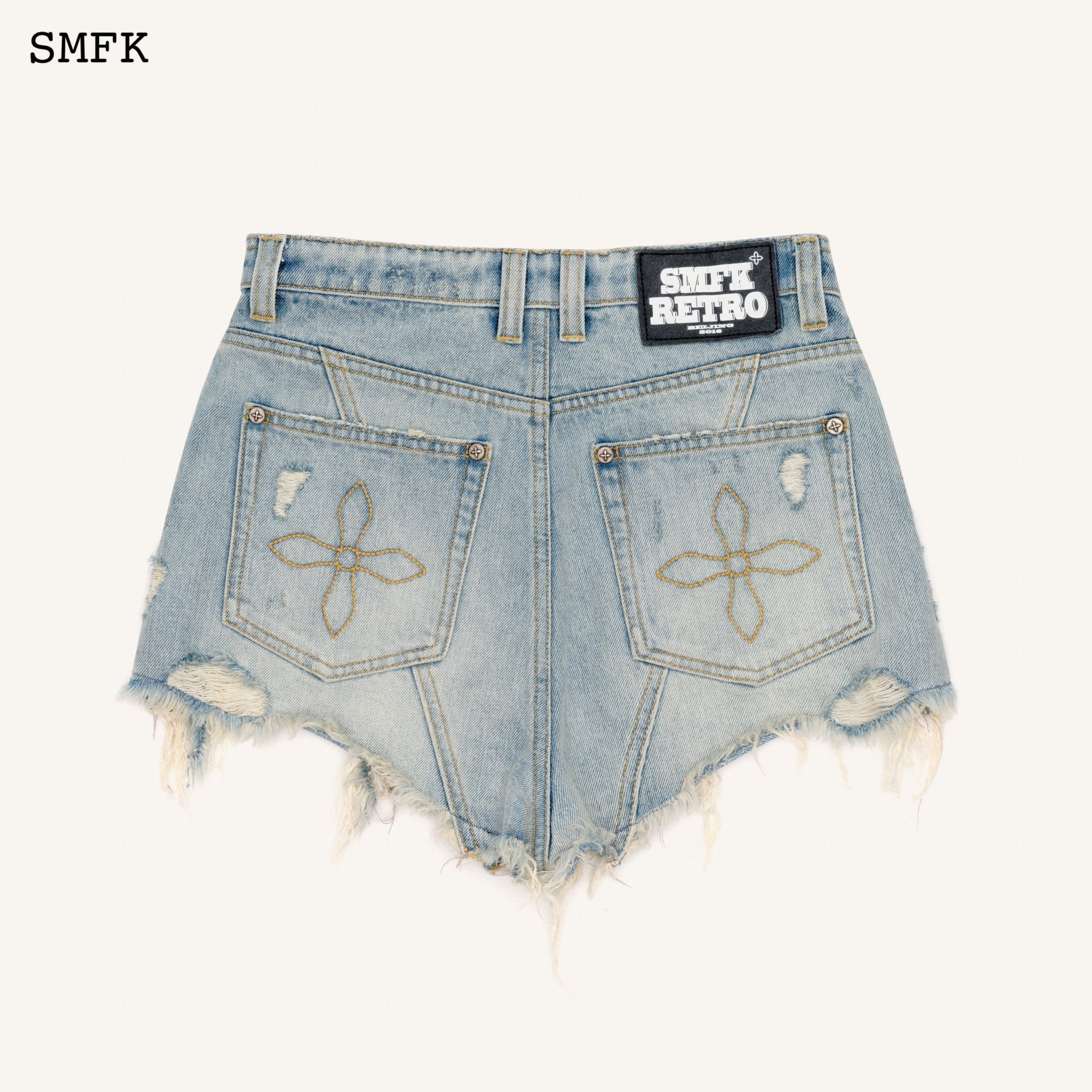 SMFK WIldWorld Ice Blue Burning Short Jeans | MADA IN CHINA