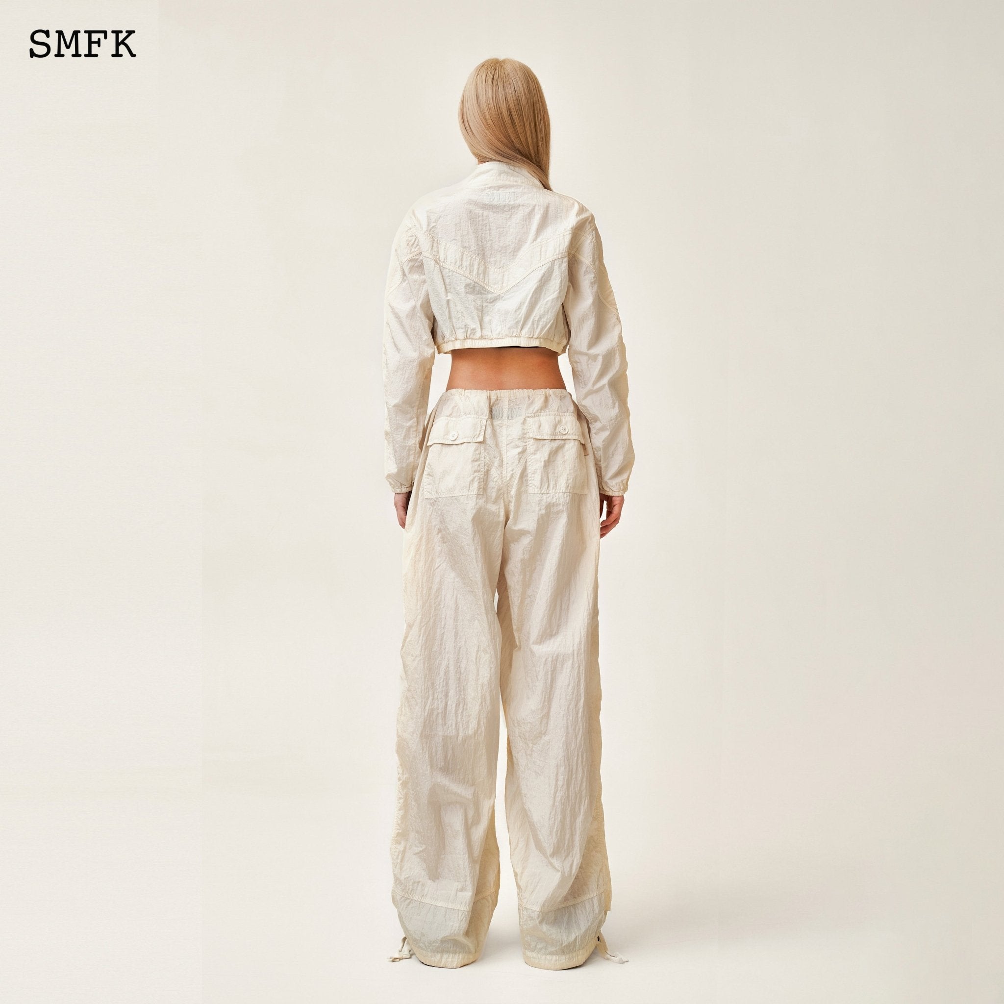 SMFK WildWorld Parachute Wide-Leg Pants In White | MADA IN CHINA