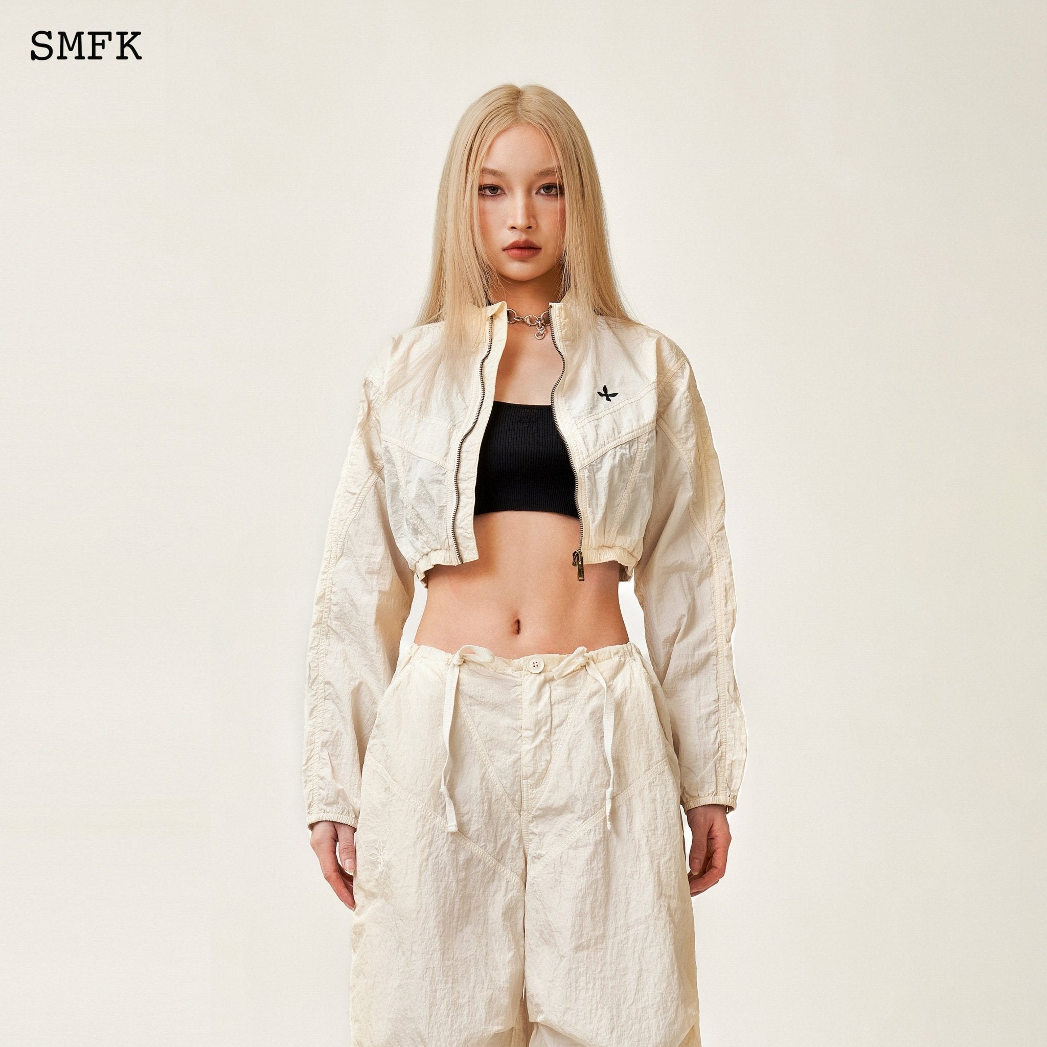 SMFK WildWorld Parachute Wide-Leg Pants In White | MADA IN CHINA