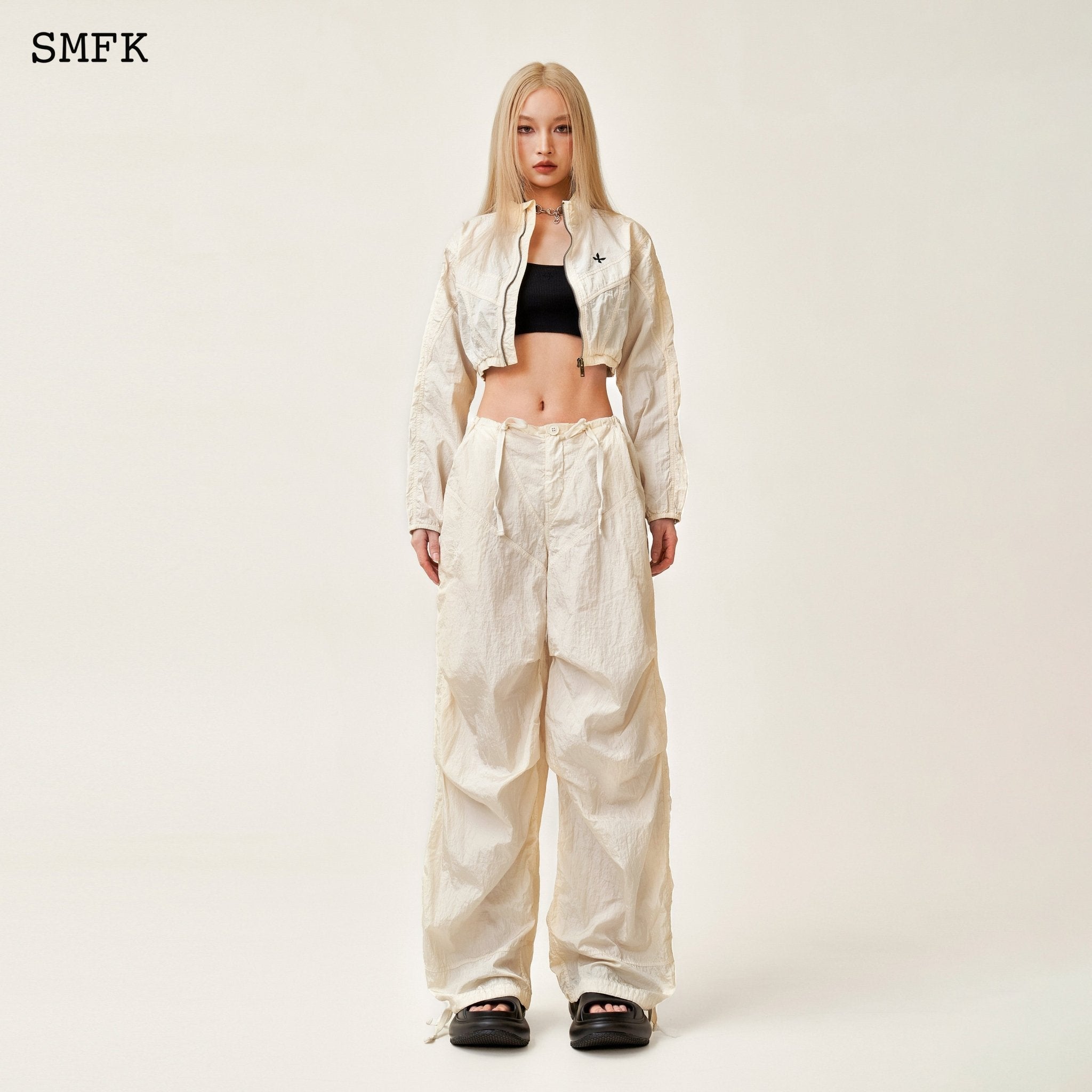 SMFK WildWorld Parachute Wide-Leg Pants In White | MADA IN CHINA