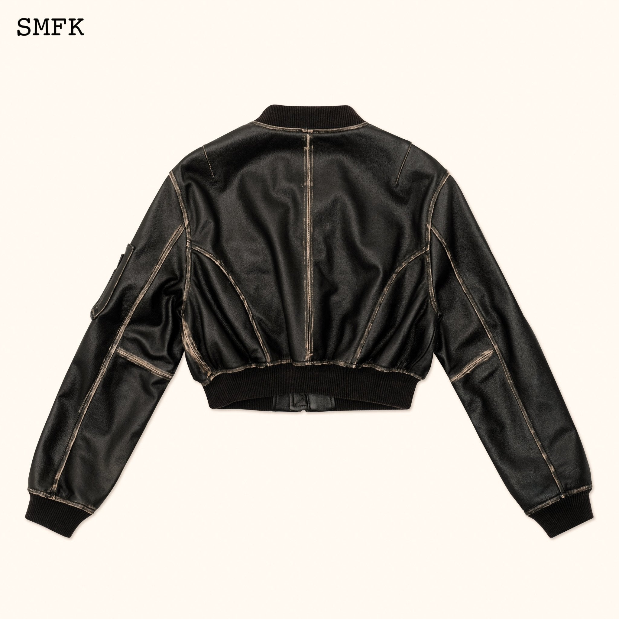 WildWorld Retro Pilot Short Leather Jacket | MADAX