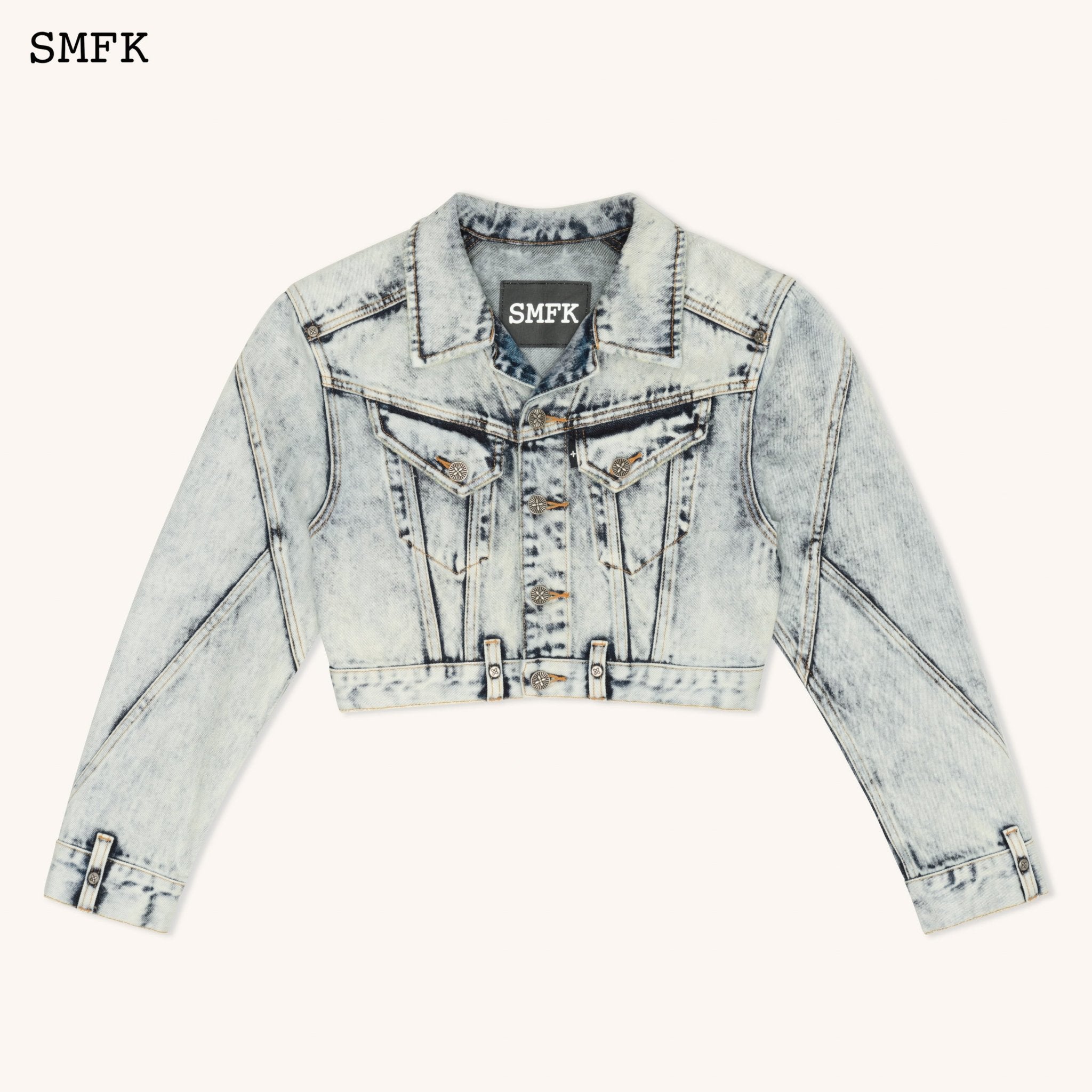 SMFK WildWorld Rider Denim Short Jacket In Cream | MADA IN CHINA