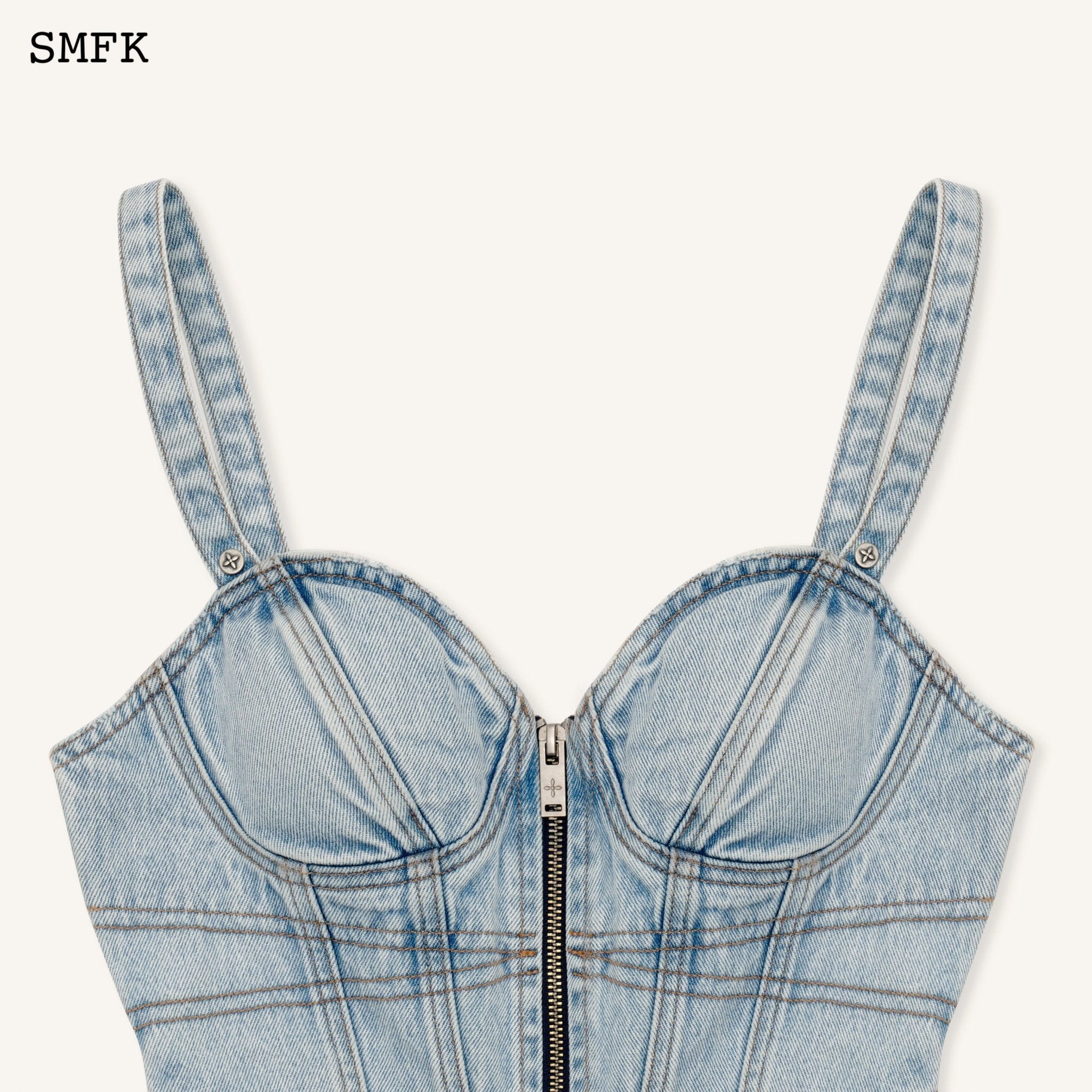 SMFK WildWorld Rock Denim Short Dress Sky Blue | MADA IN CHINA