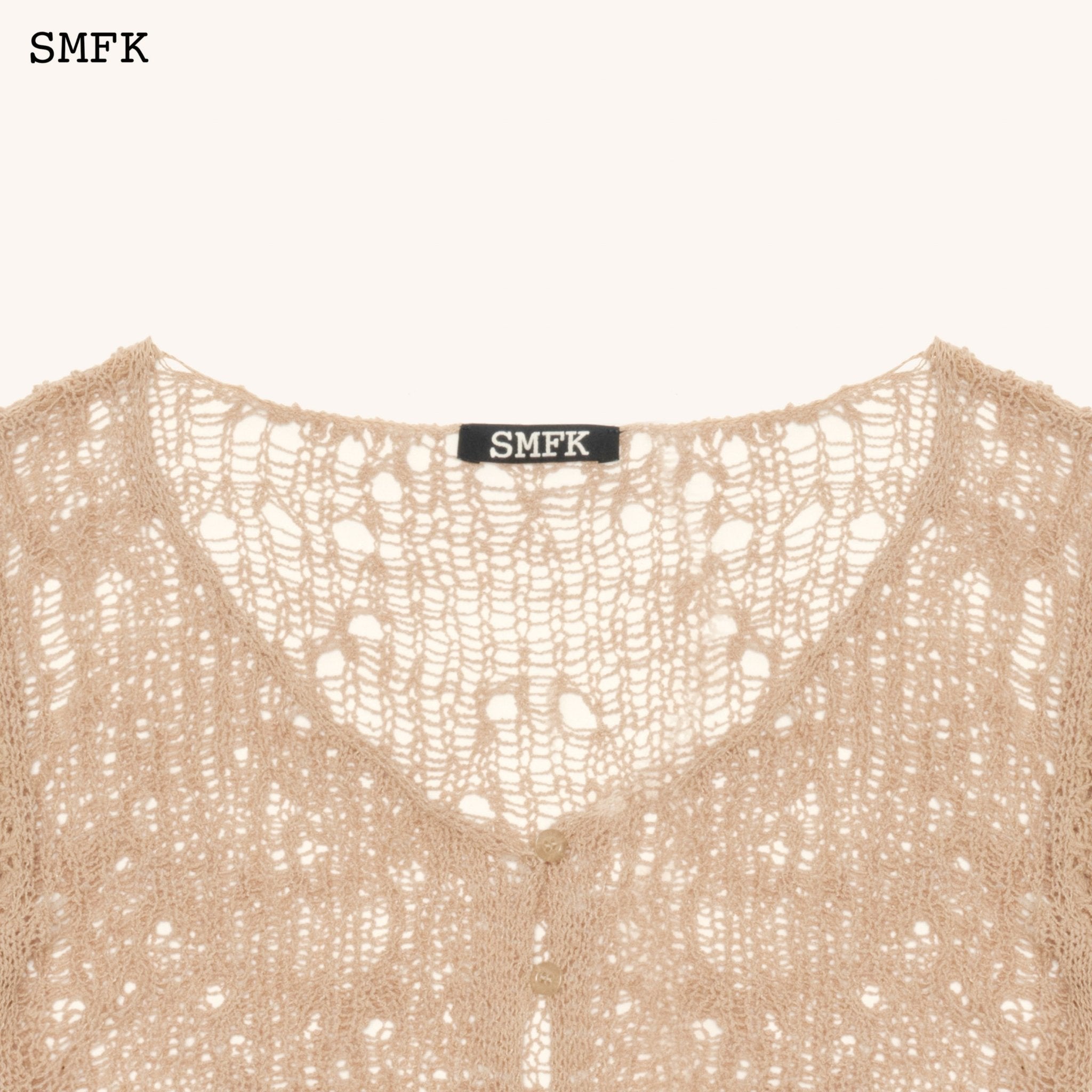 SMFK WildWorld Tarantula Knitted Cardigan In Wheat | MADA IN CHINA