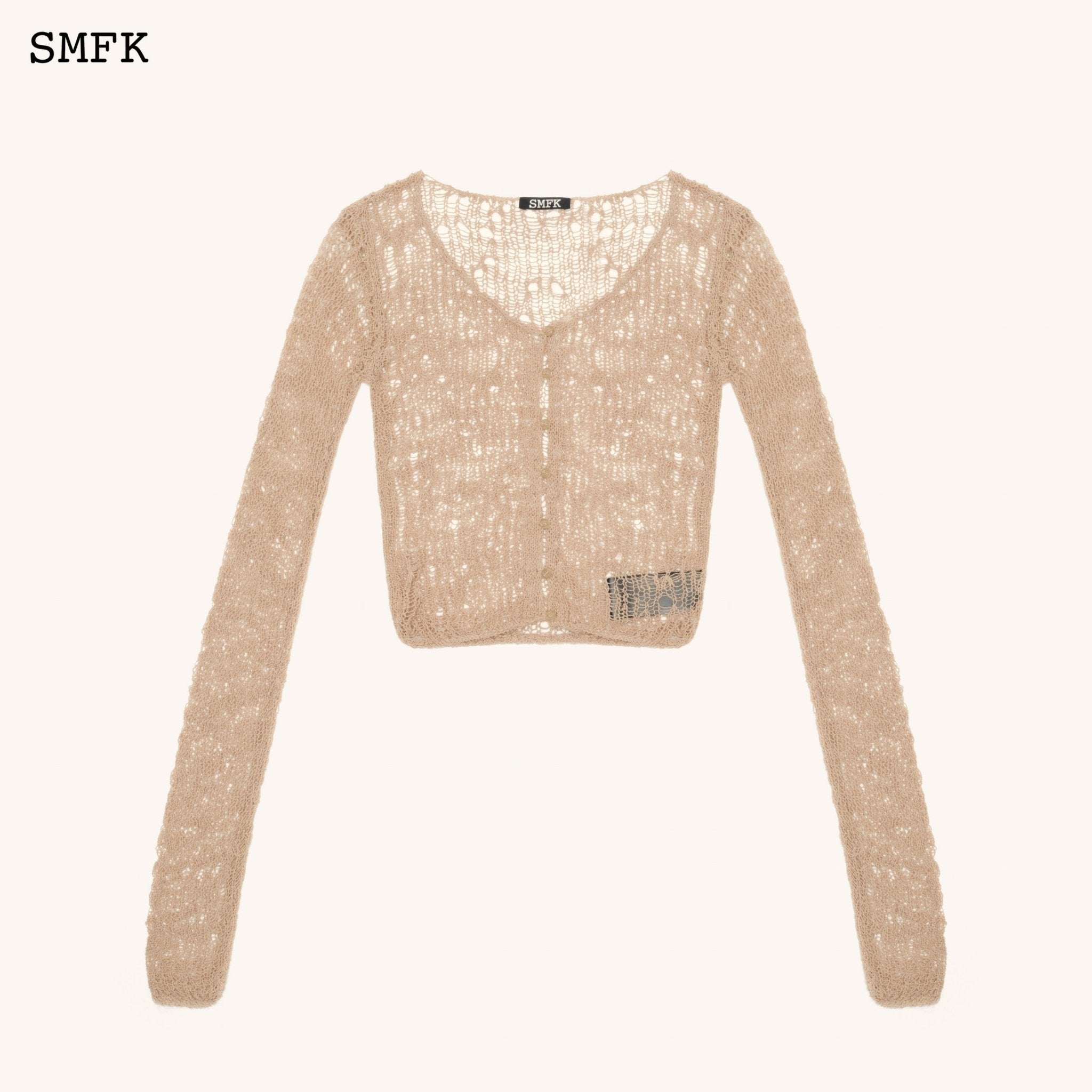 SMFK WildWorld Tarantula Knitted Cardigan In Wheat | MADA IN CHINA