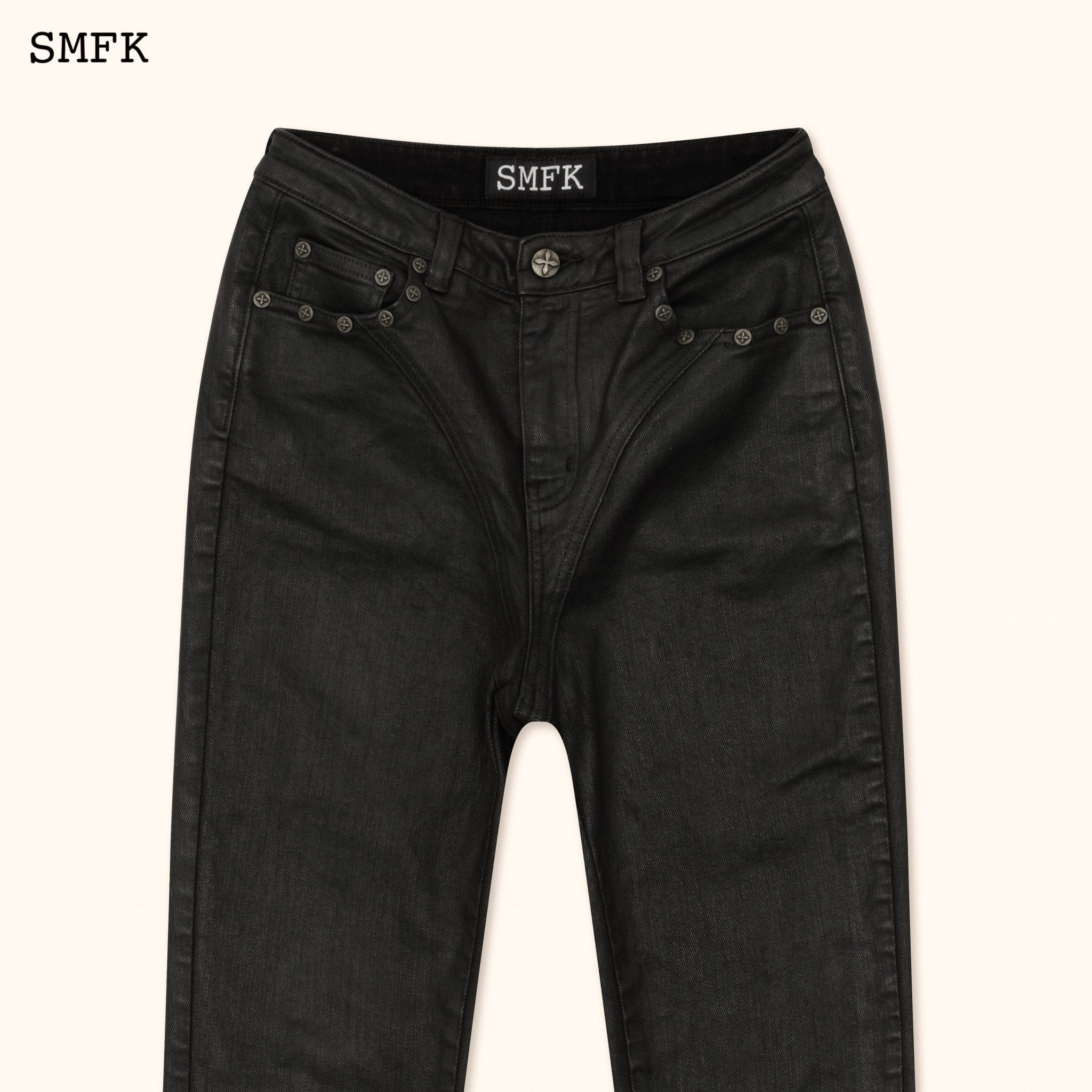 SMFK WildWorld Tarpan Waxed Jeans In Black | MADA IN CHINA