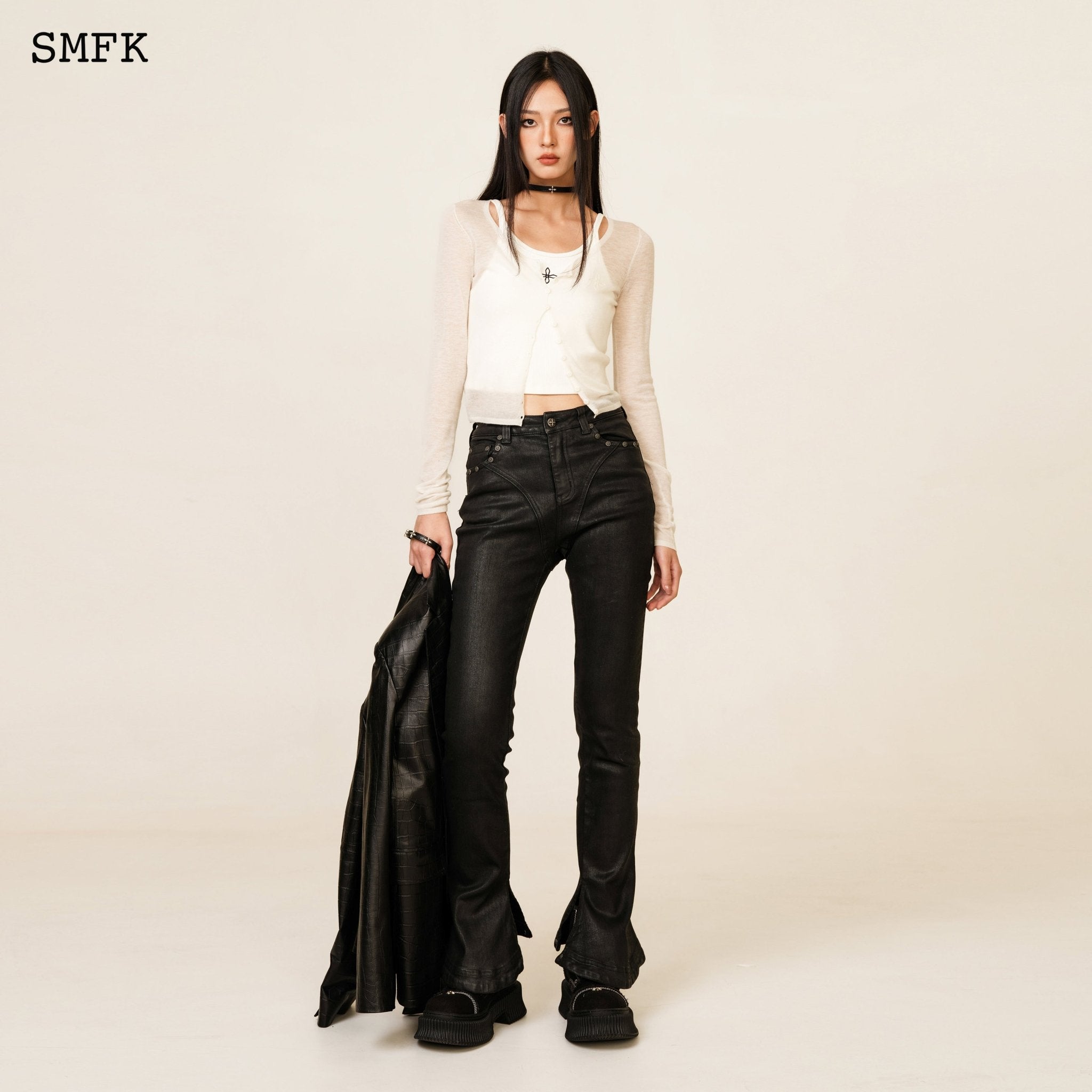 SMFK WildWorld Tarpan Waxed Jeans In Black | MADA IN CHINA