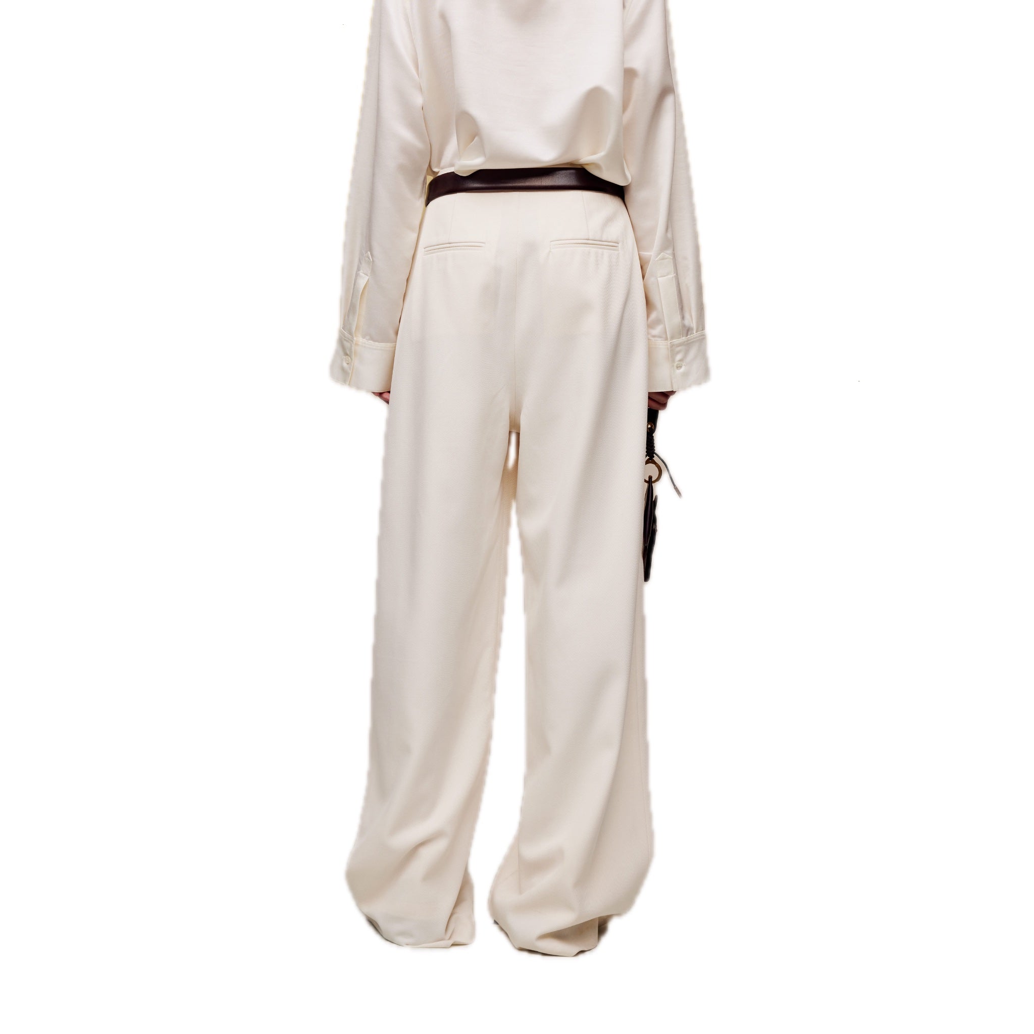 ilEWUOY Wool Wide Leg Pants in White | MADA IN CHINA