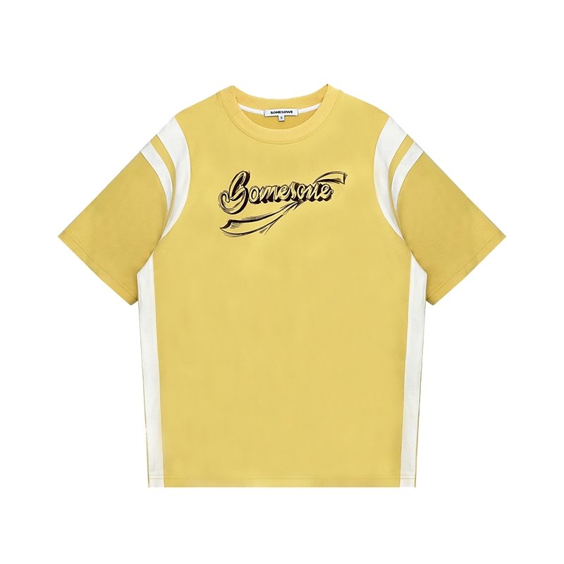 SOMESOWE Yellow And White Logo T-Shirt With Graffiti Prints | MADA IN CHINA