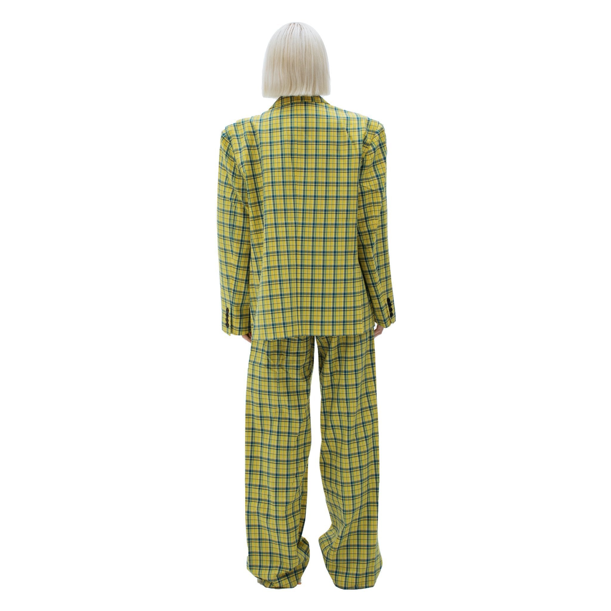 ANN ANDELMAN Yellow Plaid Blazer Jacket | MADA IN CHINA