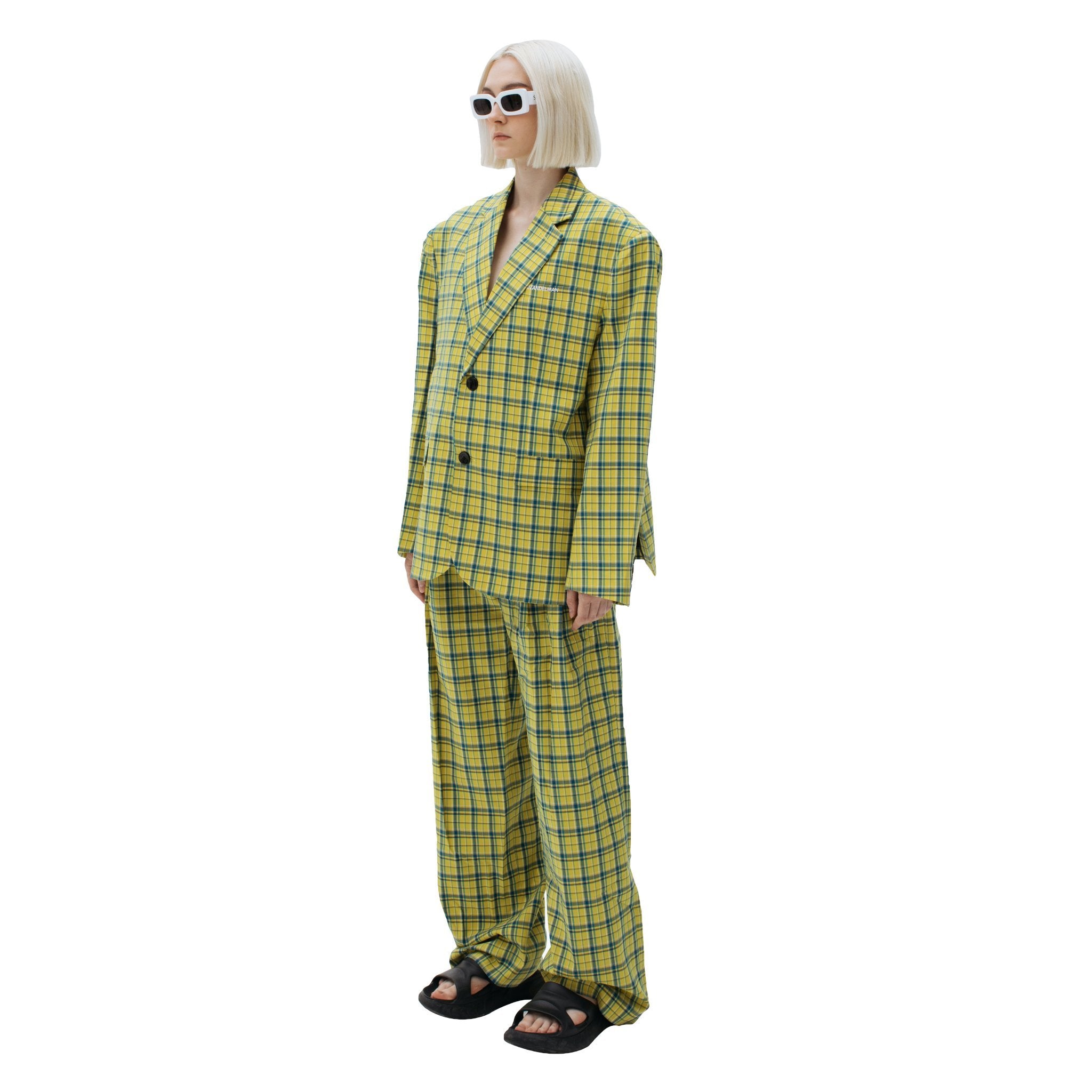 ANN ANDELMAN Yellow Plaid Blazer Jacket | MADA IN CHINA