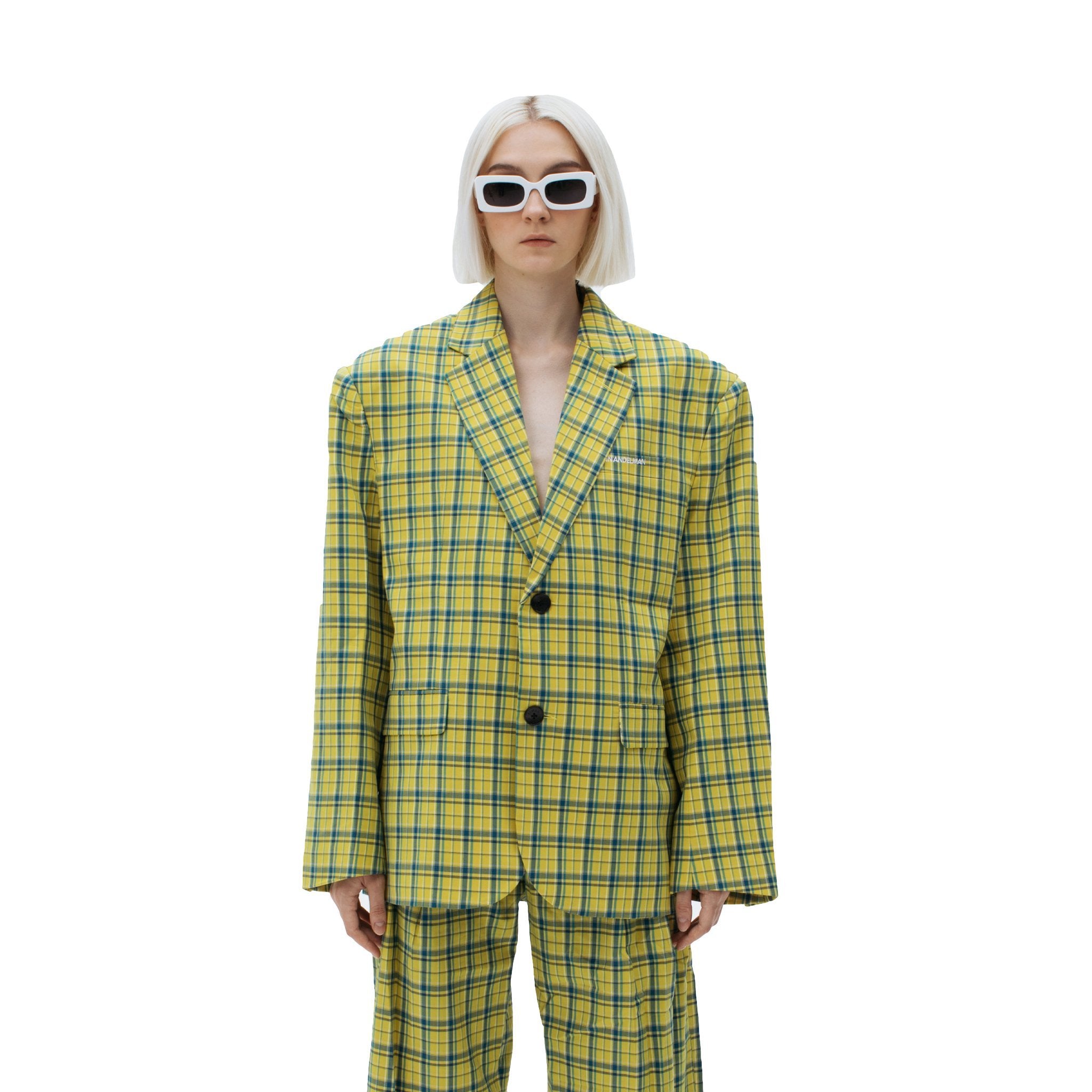 ANN ANDELMAN Yellow Plaid Blazer Jacket | MADA IN CHINA