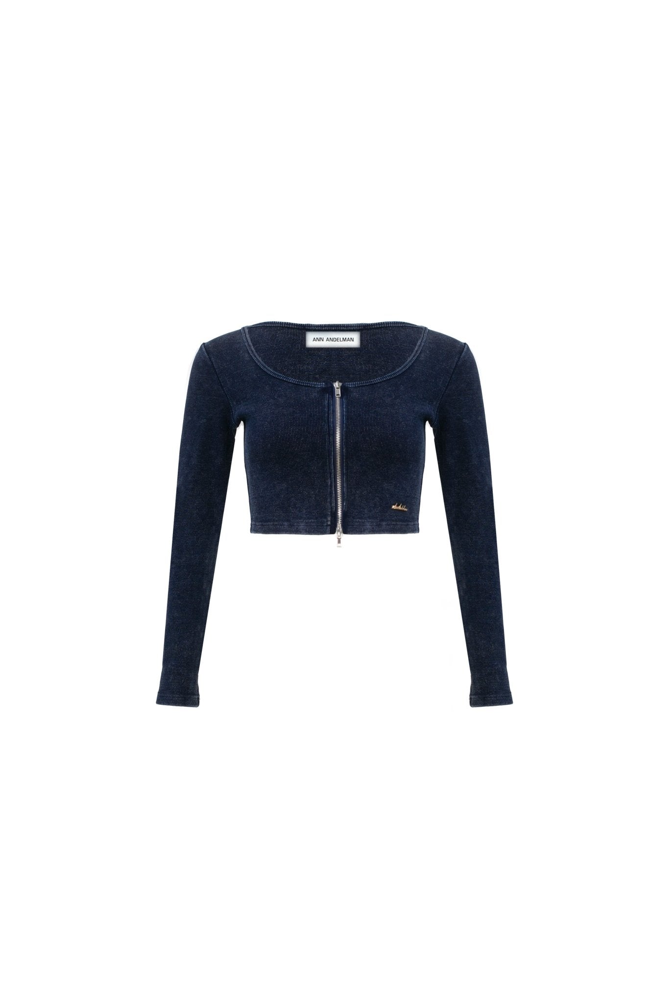 ANN ANDELMAN Zipped Cardigan With Long Sleeve Blue | MADA IN CHINA